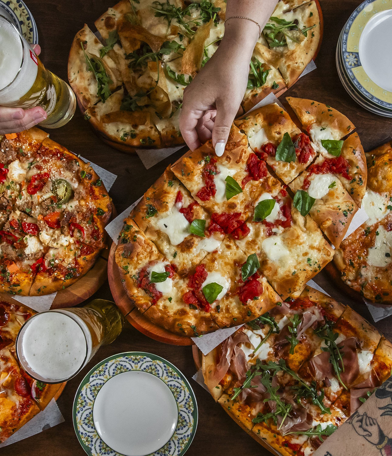 Marcella's Short North signature dishes Fettuccine and MeatballBraised Veal Meatball appetizerMargherita D.O.C. Pizza
